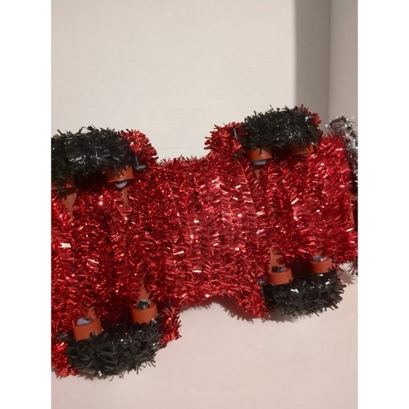 Christmas Red "Tinseled Out" Pick Up Truck Bringing Home The Tree 12" - Picture 6 of 7